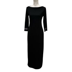 A.B.S. Evening by Allen Schwartz Black 3/4 Sleeve Maxi Dress. Medium